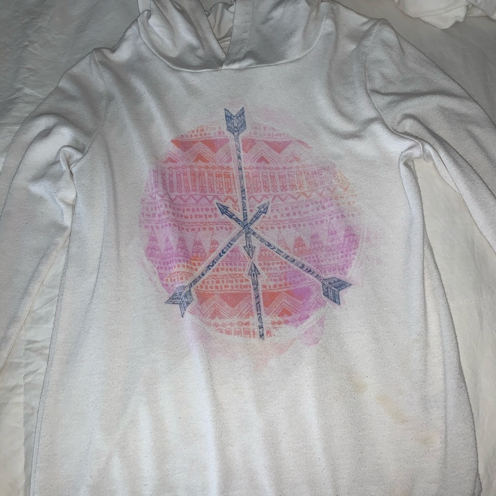 A white with some colors hoodie top!